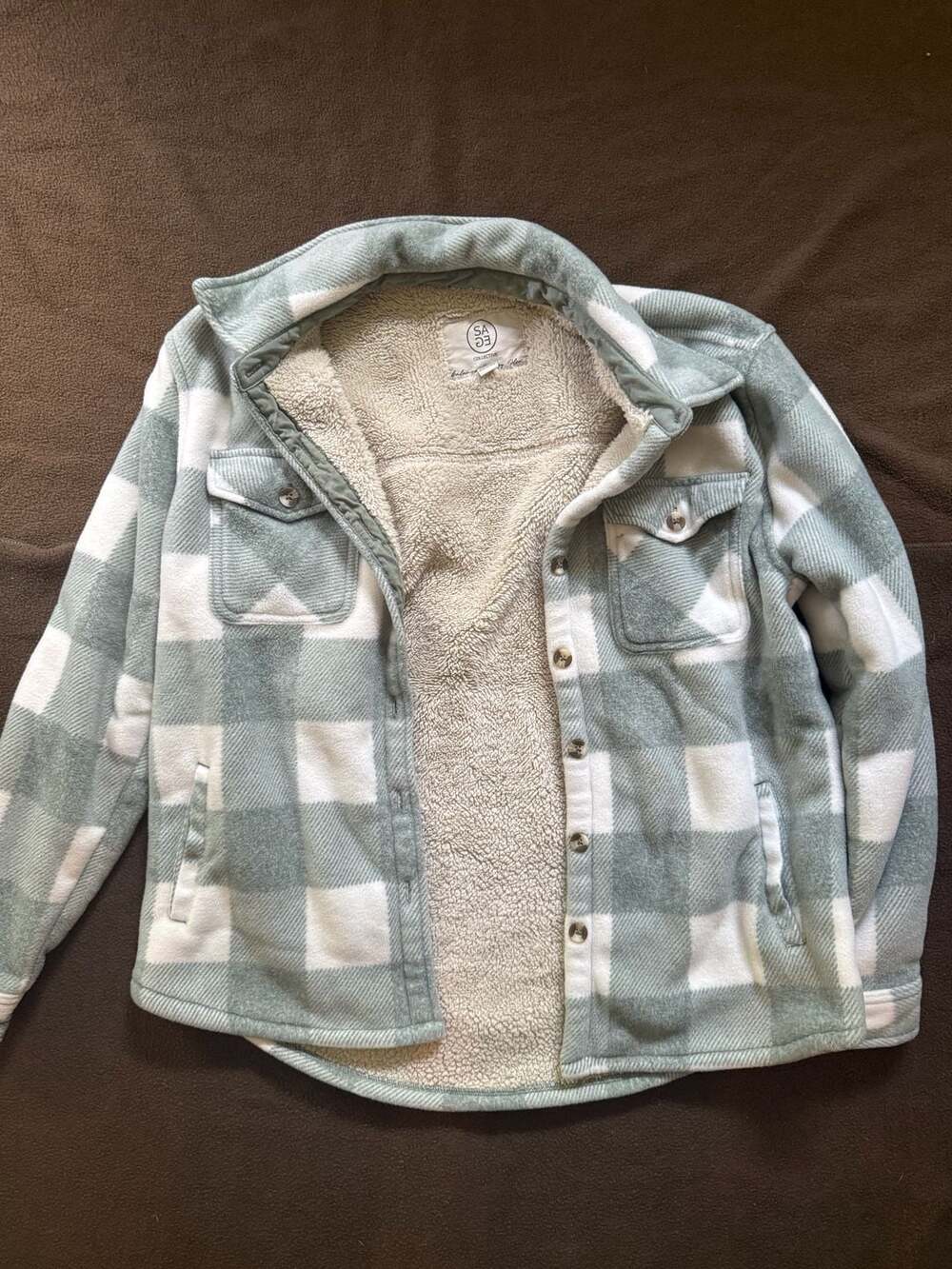 Sage Collective Plaid Sherpa Lined Shacket Size M